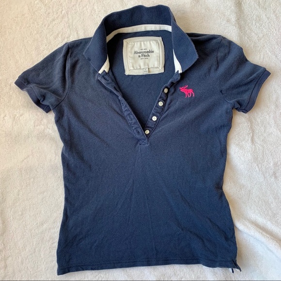 Abercrombie & Fitch Navy Distressed Polo, Size S - Picture 4 of 8